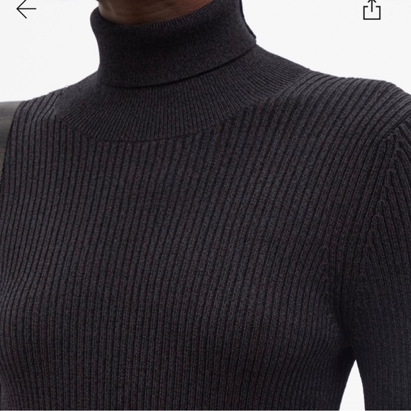 Ganni Open-Back Ruffled Rib-Knit Midi Dress dark navy sz medium NWT - Picture 6 of 16